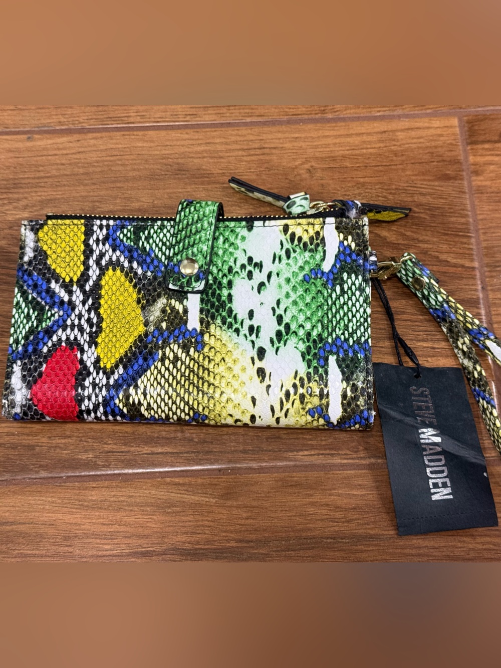 Steve Madden Multicolor Snake-Print Wristlet Wallet
